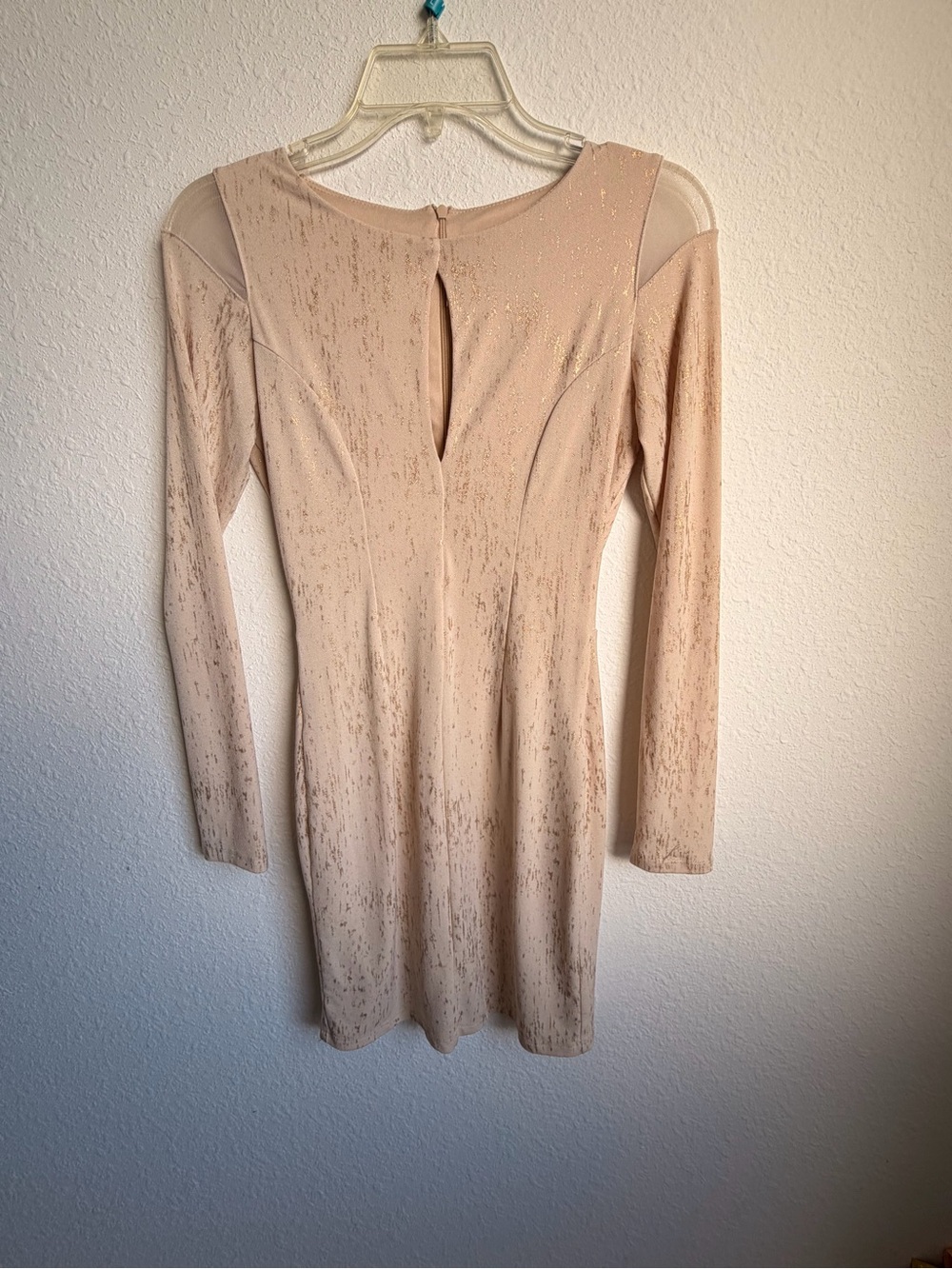 Arden B Beige Long Sleeve Bodycon Dress with Keyhole